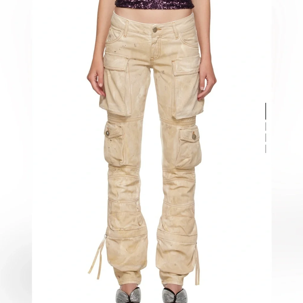 New The Attico Essie Mid-Rise Cargo Jeans Size 24